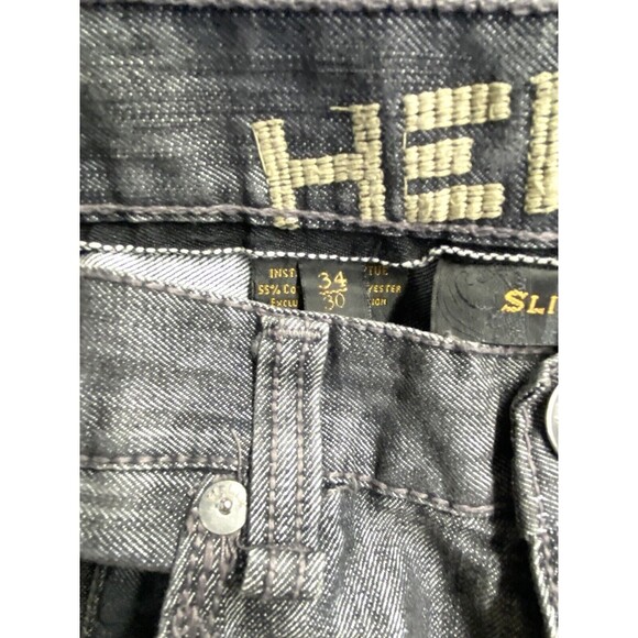 Helix Slim Straight Dark Gray Denim Distressed Look Jeans Men's 34x30 - Picture 6 of 7